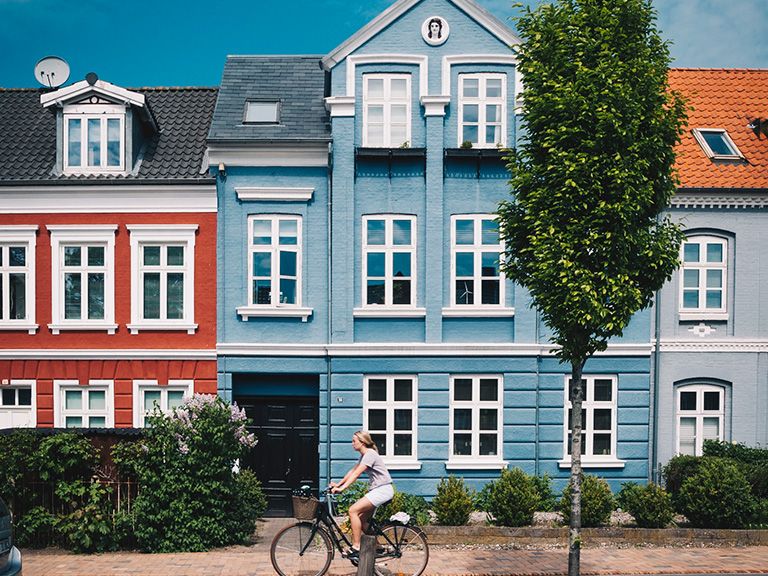Bunte Häuser in Odense, Dänemark