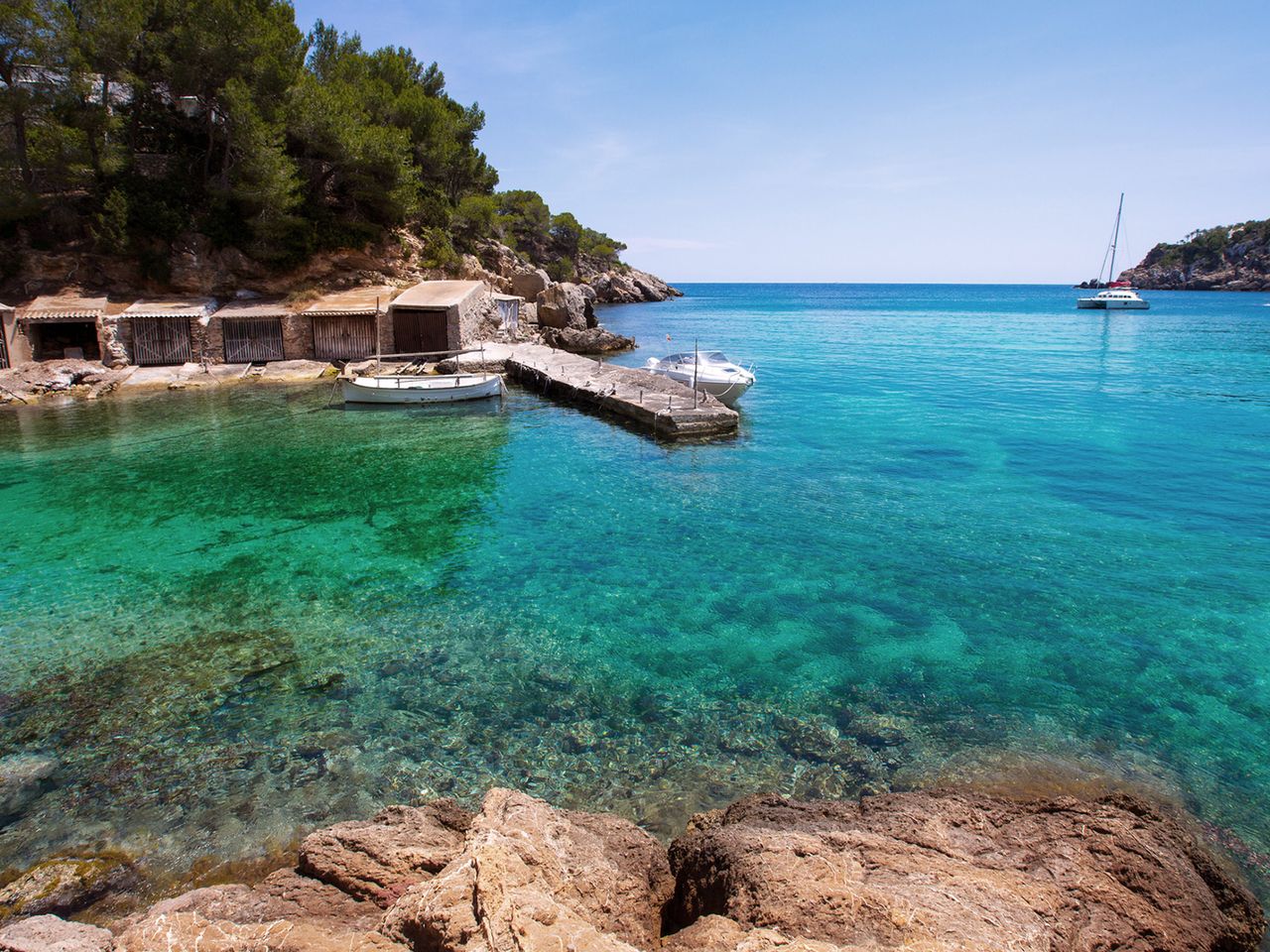 Fischerhütten in Cala Mastella auf Ibiza