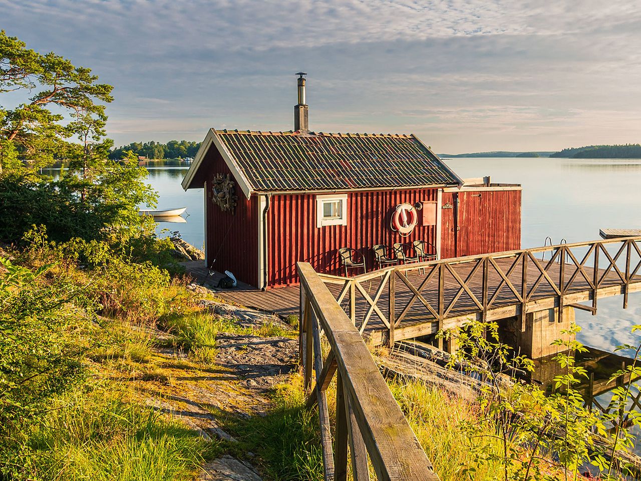 schwedisches rotes Holzhaus, Stockholmer Schärengarten