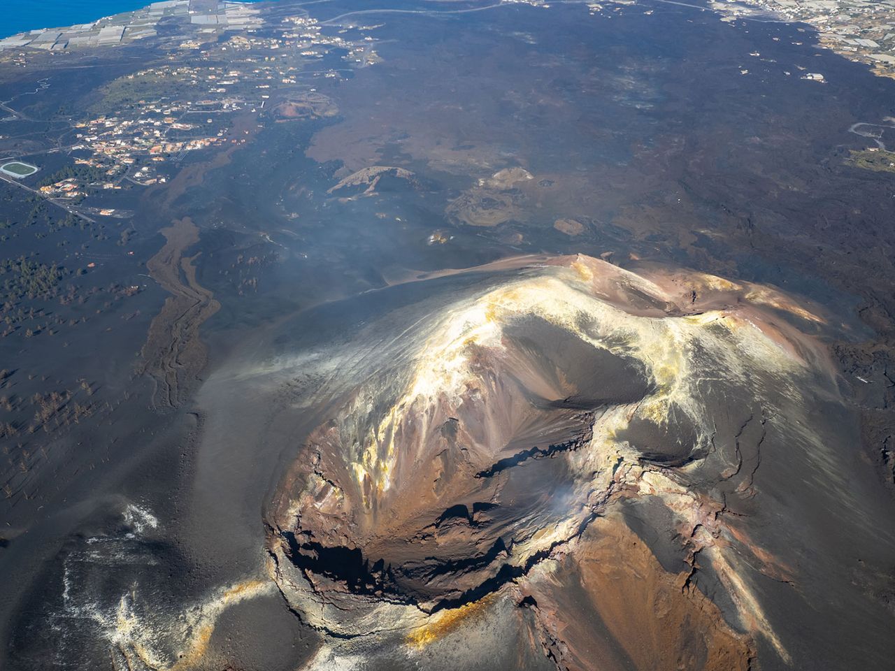 Vulkankrater der Cumbre Vieja, Luftaufnahme