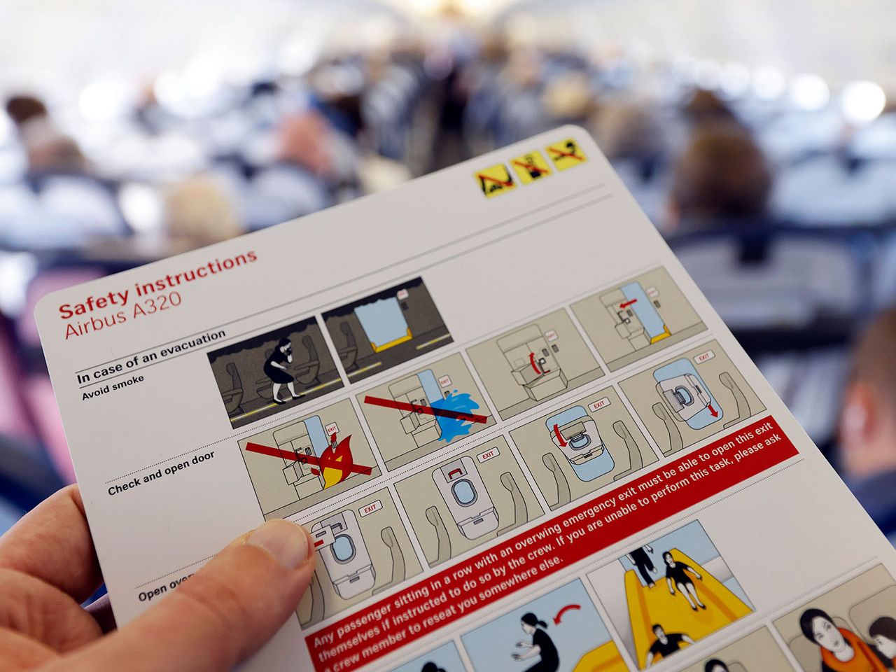 Safety Instructions in einem Flugzeug