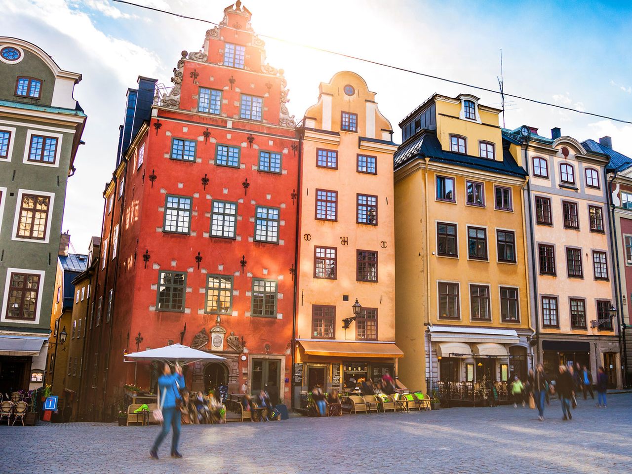 bunte Häuser auf dem Stortorget in Stockholm