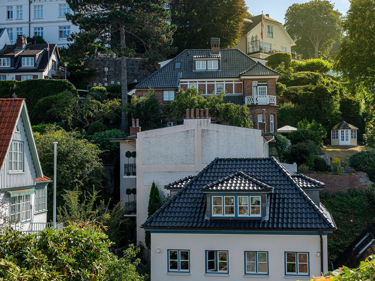 Treppenviertel in Blankenese, Blick auf die Villen