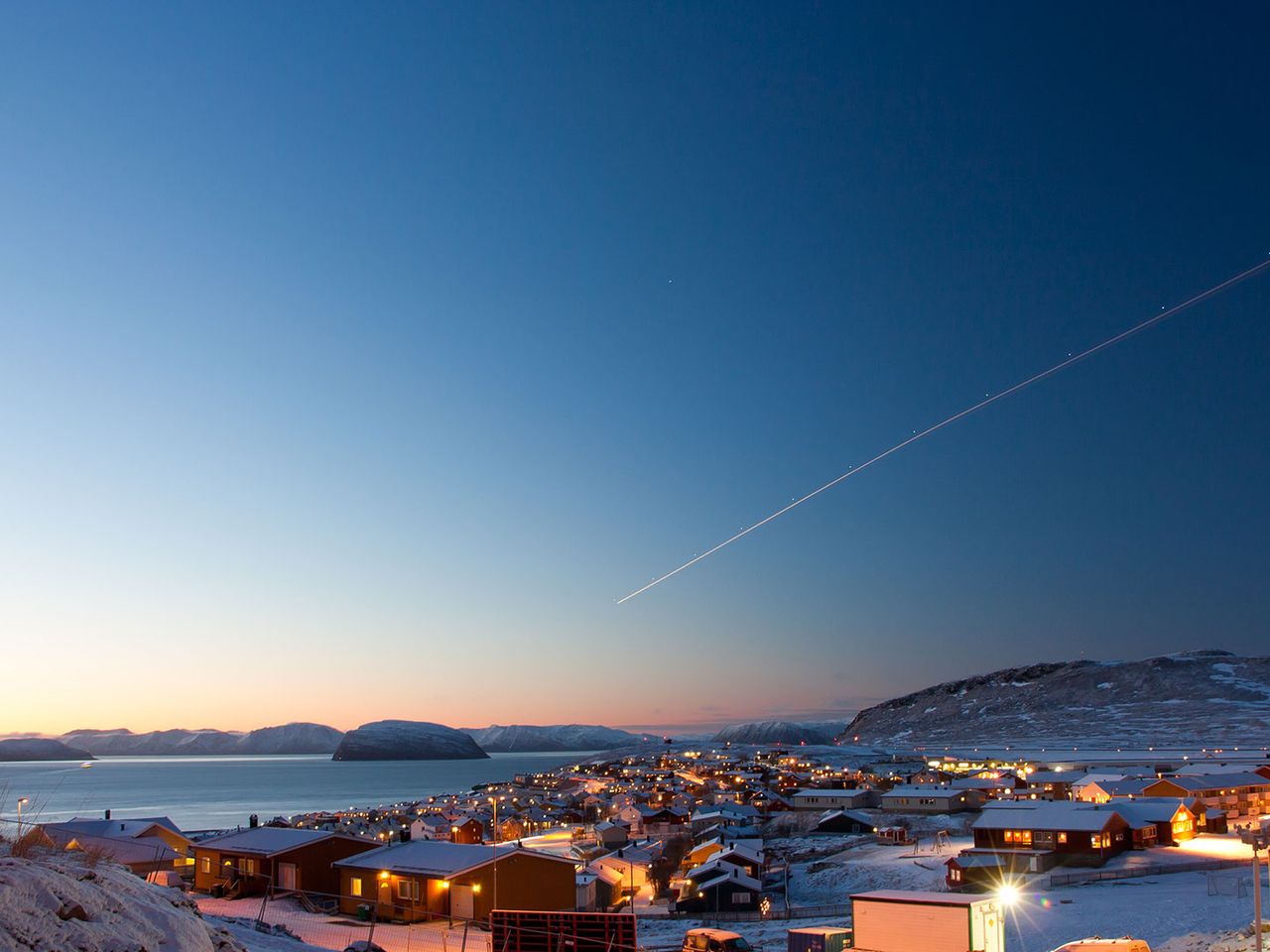 Blick auf Hammerfest im Winter