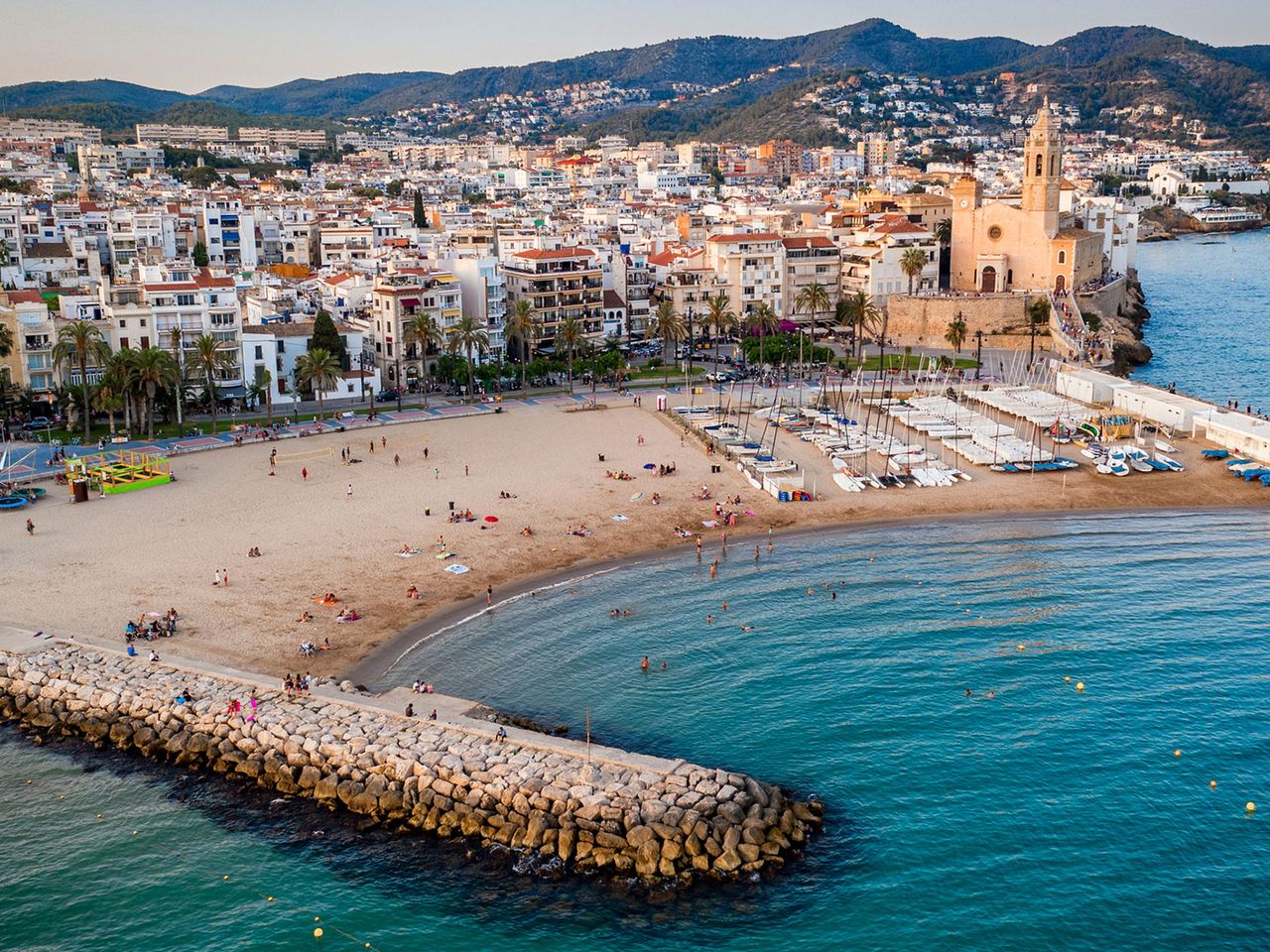 Strand in Sitges von oben