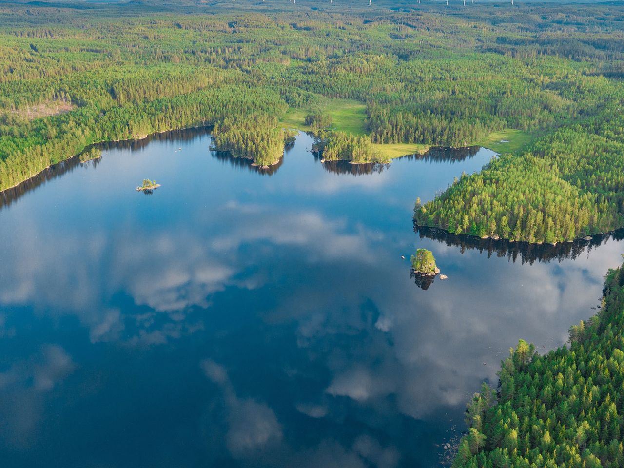 Vänern von oben, größter See in Schweden