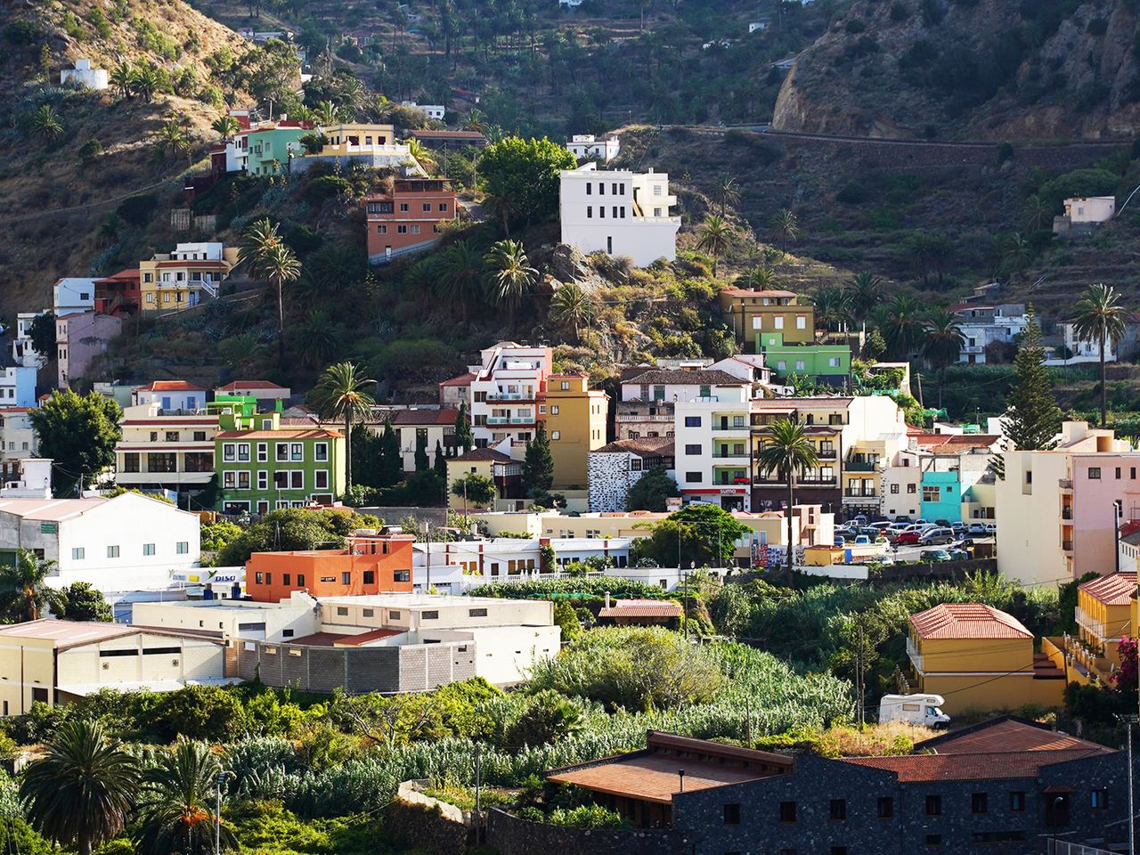 Blick auf Vallehermoso auf der Kanarischen Insel La Gomera