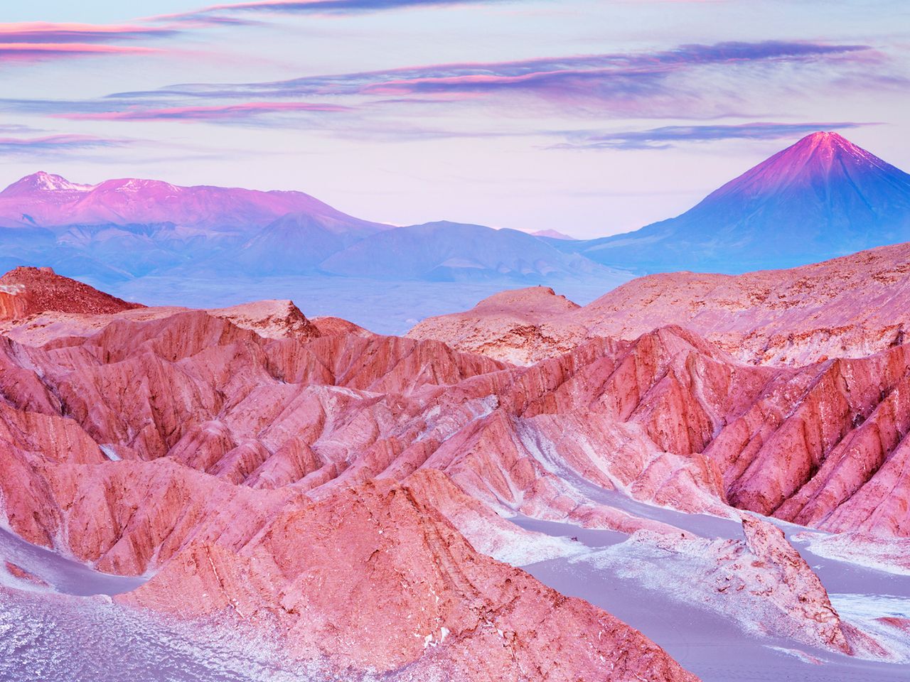 Sonnenuntergang im Valle de la Muerte, Atacama