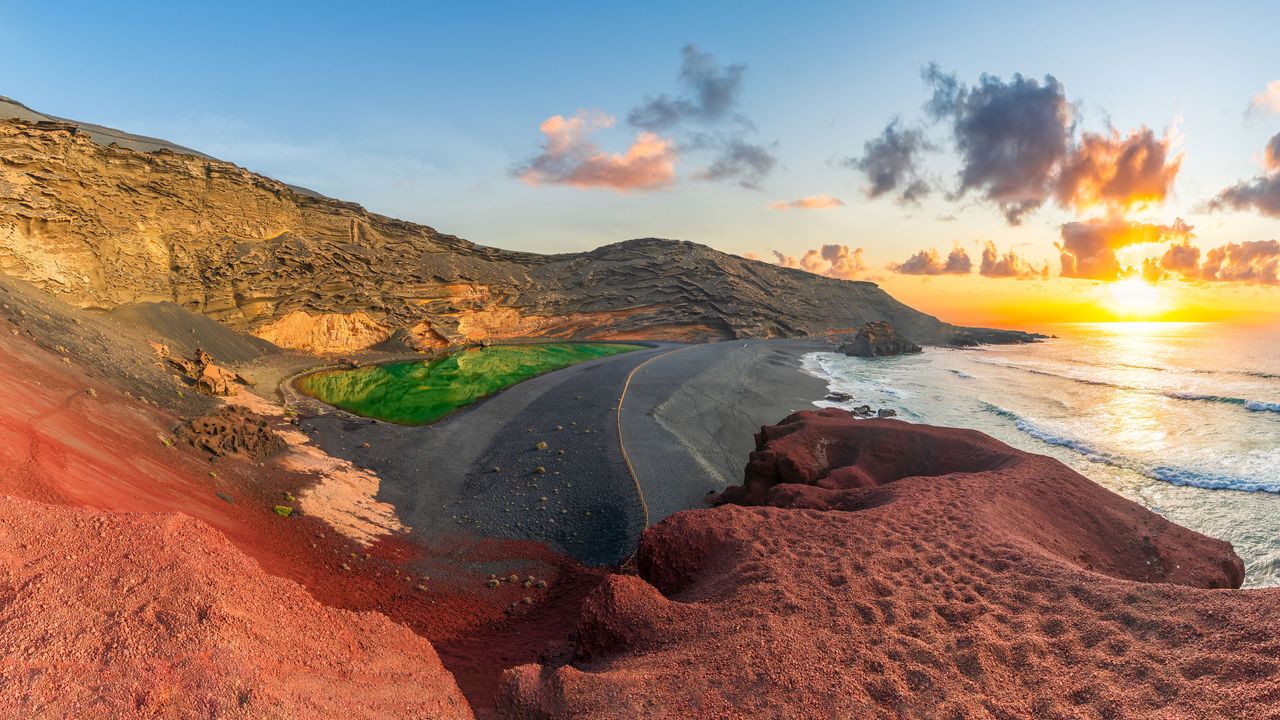Blick auf Charco Verde und Meer, El Golfo Lanzarote