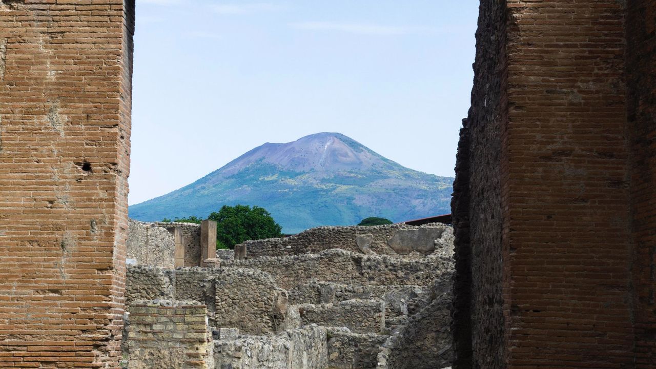 Italien, Pompeji, Blick auf den Vesuv