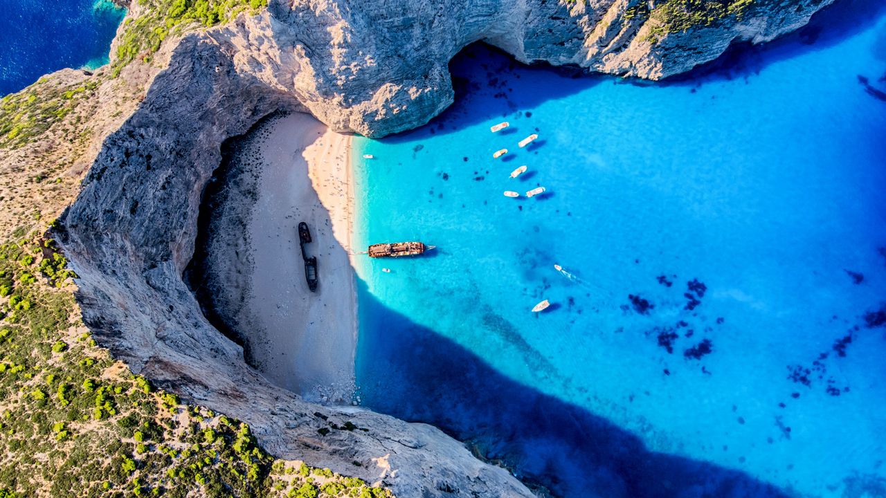 Navagio Beach, Luftaufnahme