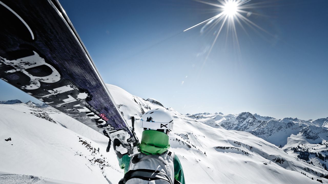 Skifahren im Winter, Nebelhorn Panorama