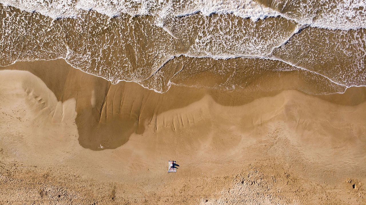 Strand in Sitges, Luftaufnahme
