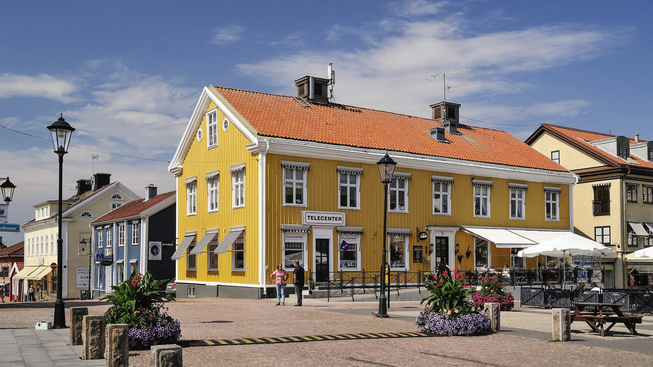 Bunte Häuser in den Straßen von Vimmerby