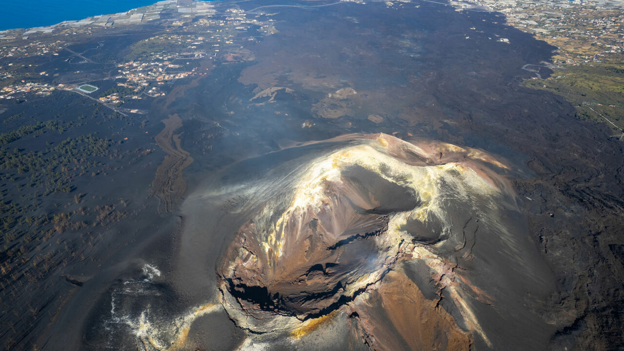 Vulkankrater der Cumbre Vieja, Luftaufnahme