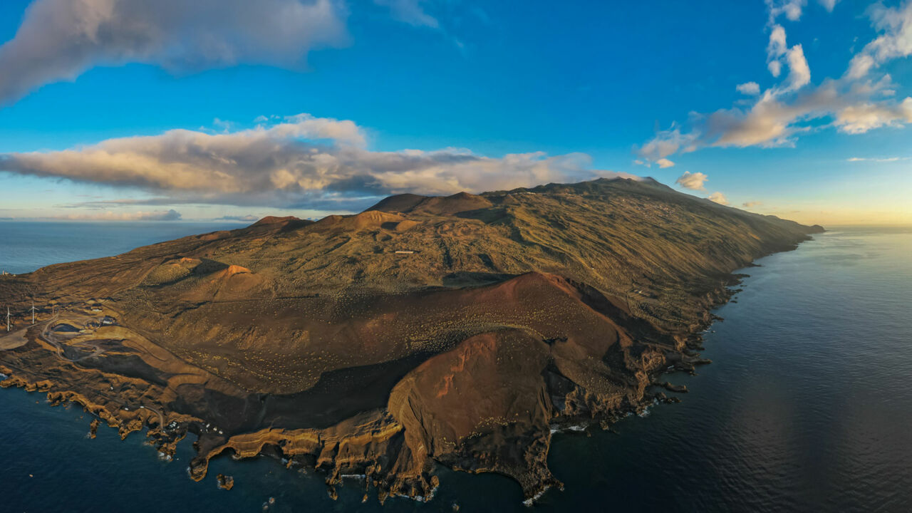 Süden von La Palma mit der Cumbre Vieja, Luftaufnahme