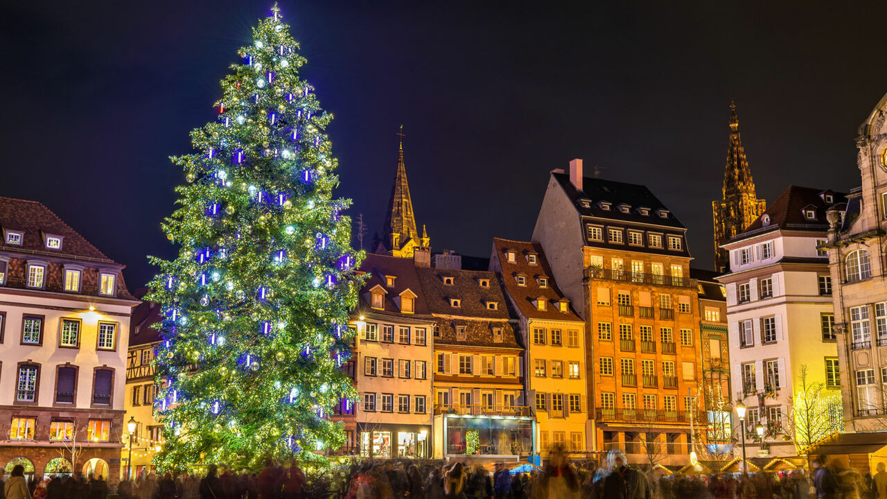Weihnachtstanne auf dem Place Kléber, Straßburg