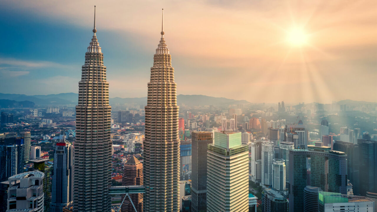 Blick auf die Petronas Twin Tours, Zwillingstürme in Kuala Lumpur