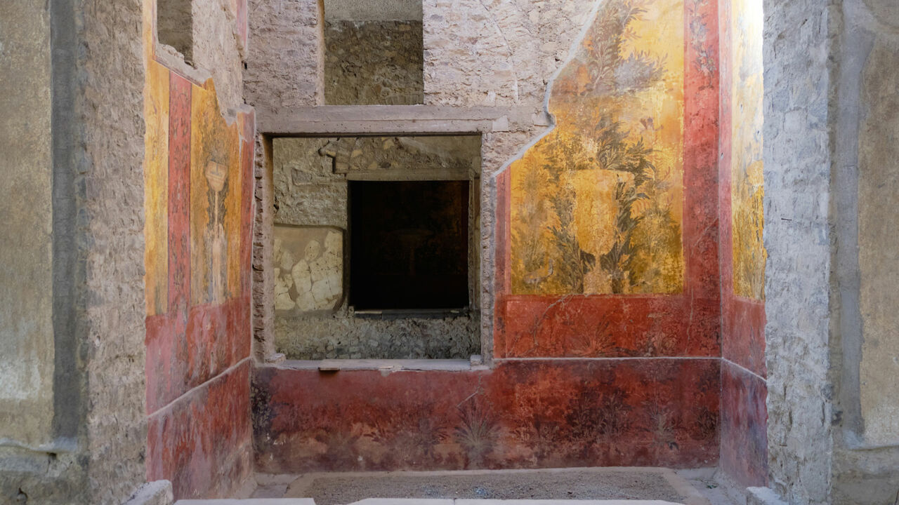 Wandmalereien in der Villa von Oplontis, nahe Pompeji