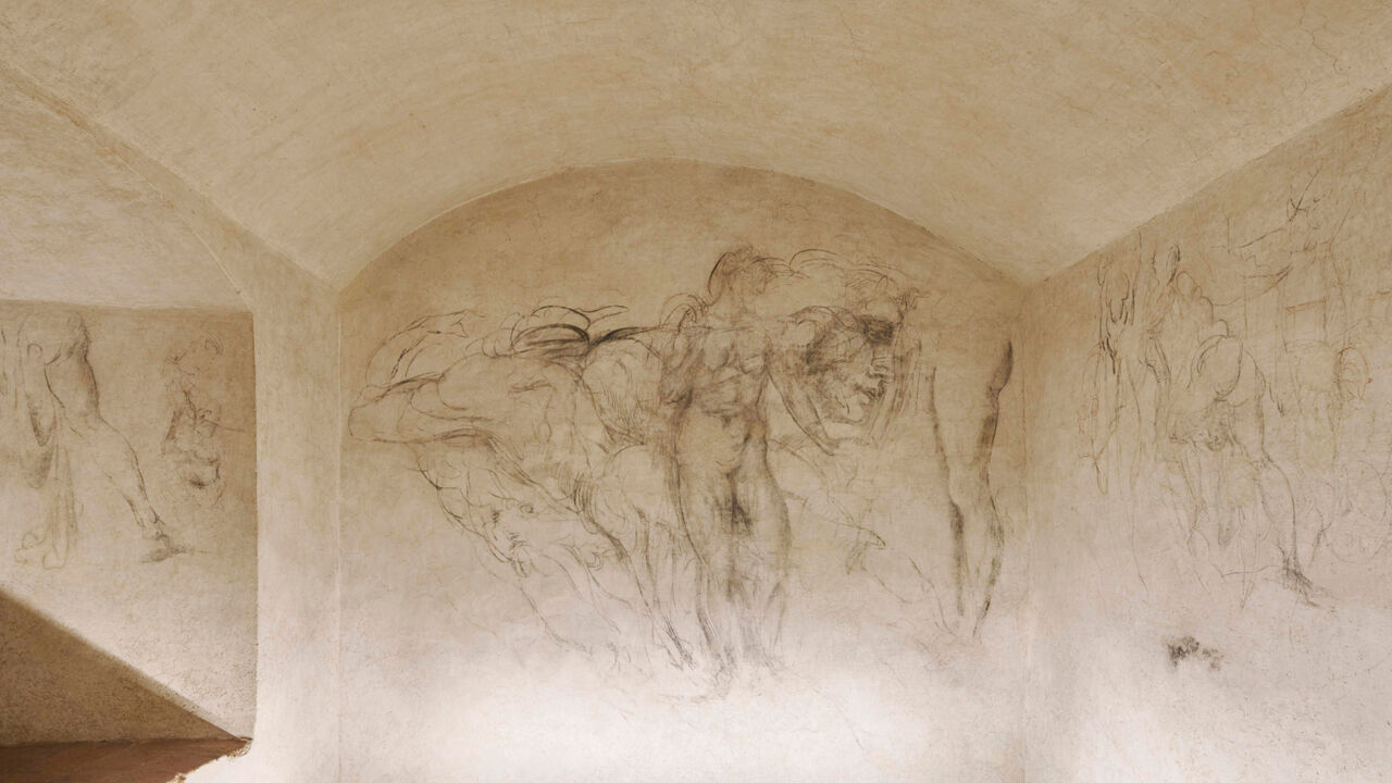 Zeichnungen im versteckten Michelangelo-Zimmer
