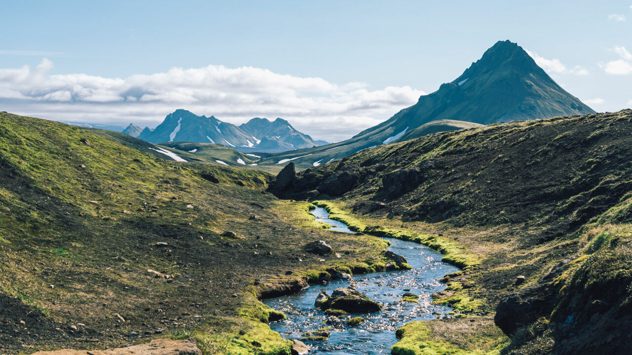 Gebirgsfluss Laugavegur-Trail