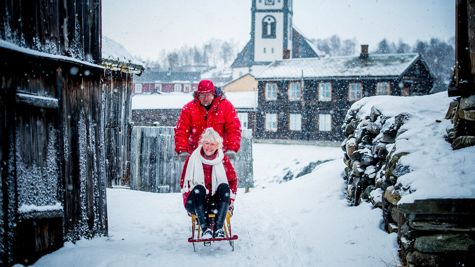 Schlittenfahren in Røros, Norwegen
