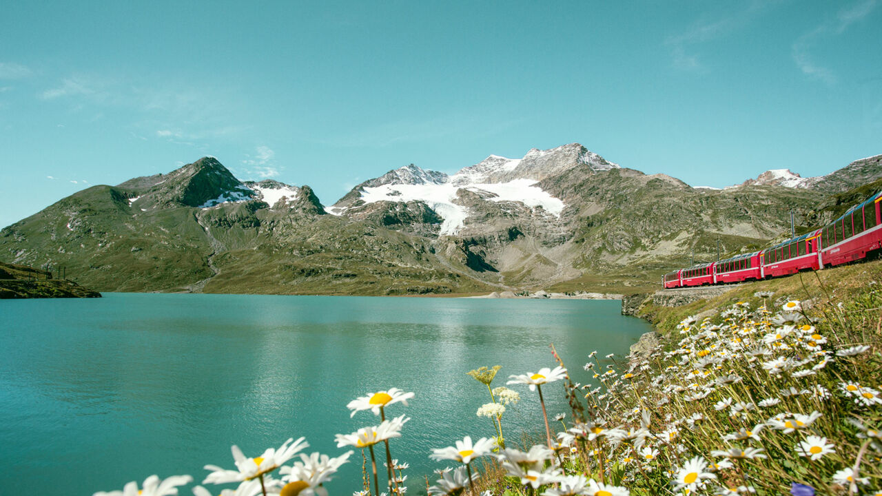 Landschaftspanorama aus dem Bernina Express