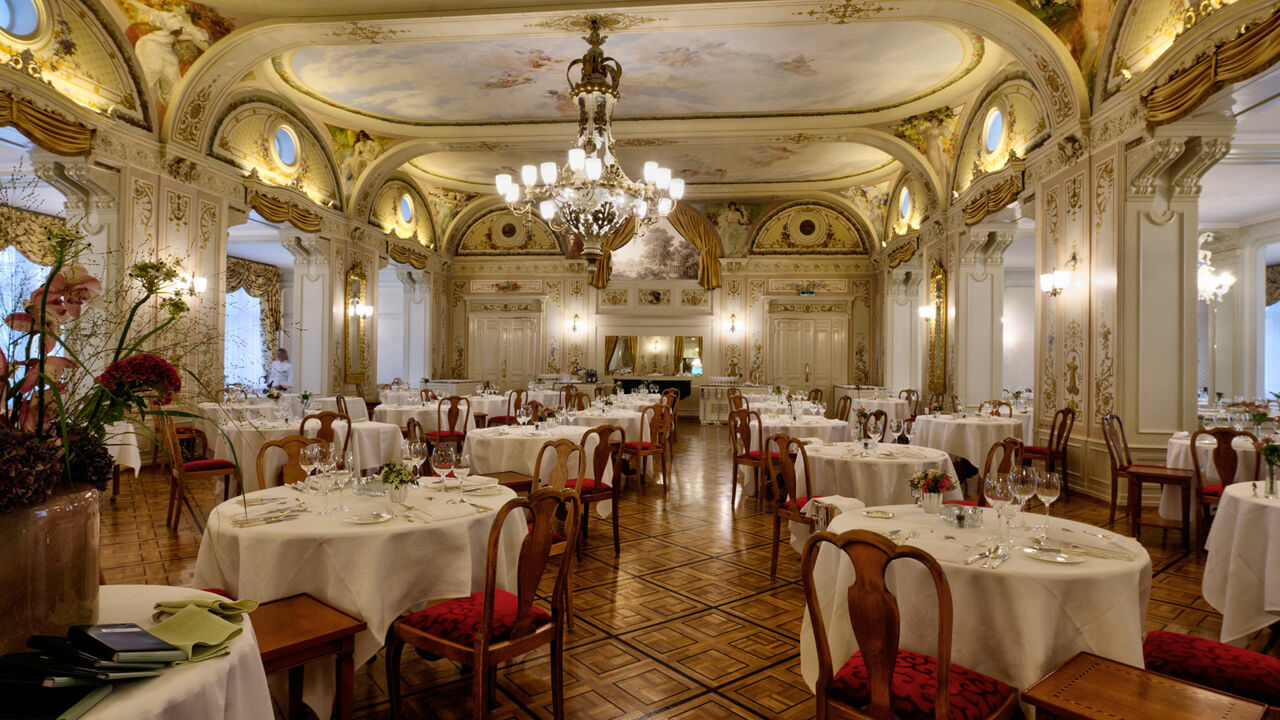  „Grand Hotel Kronenhof“ in Pontresina, Speisesaal