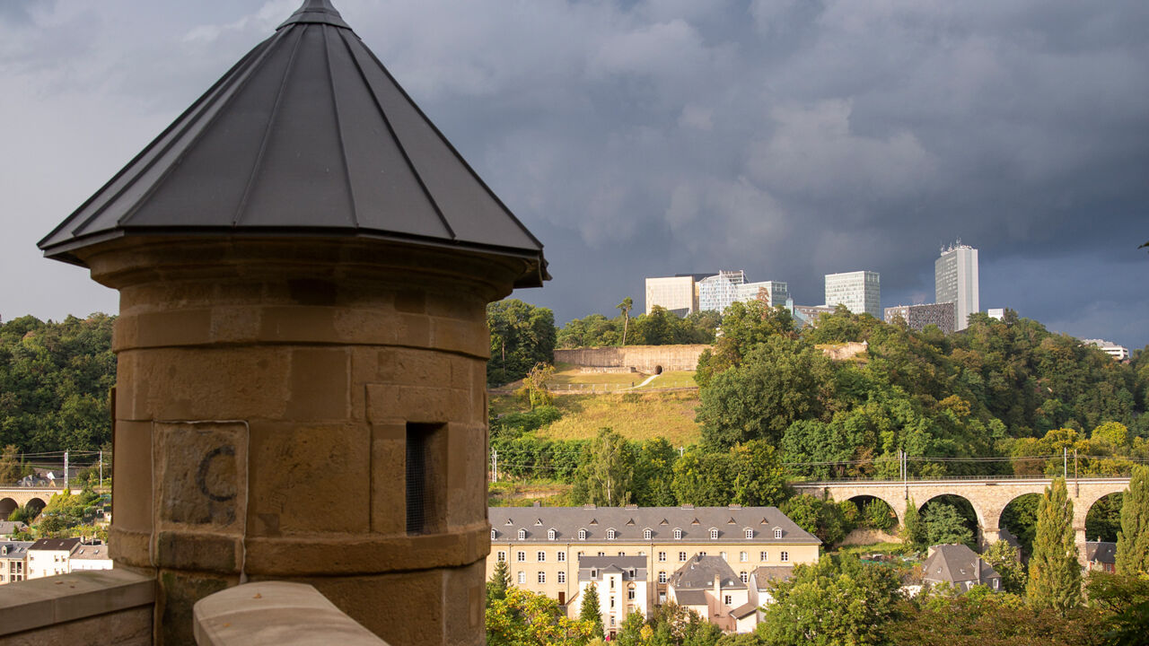 Blick zum Kirchberg-Plateau, Luxemburg Stadt