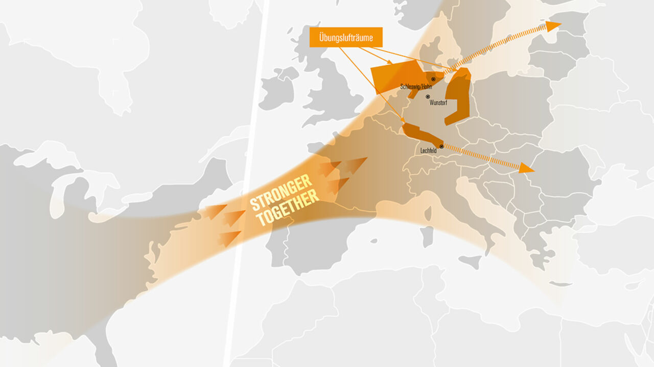 Grafik der Luftkorridore der Bundeswehr