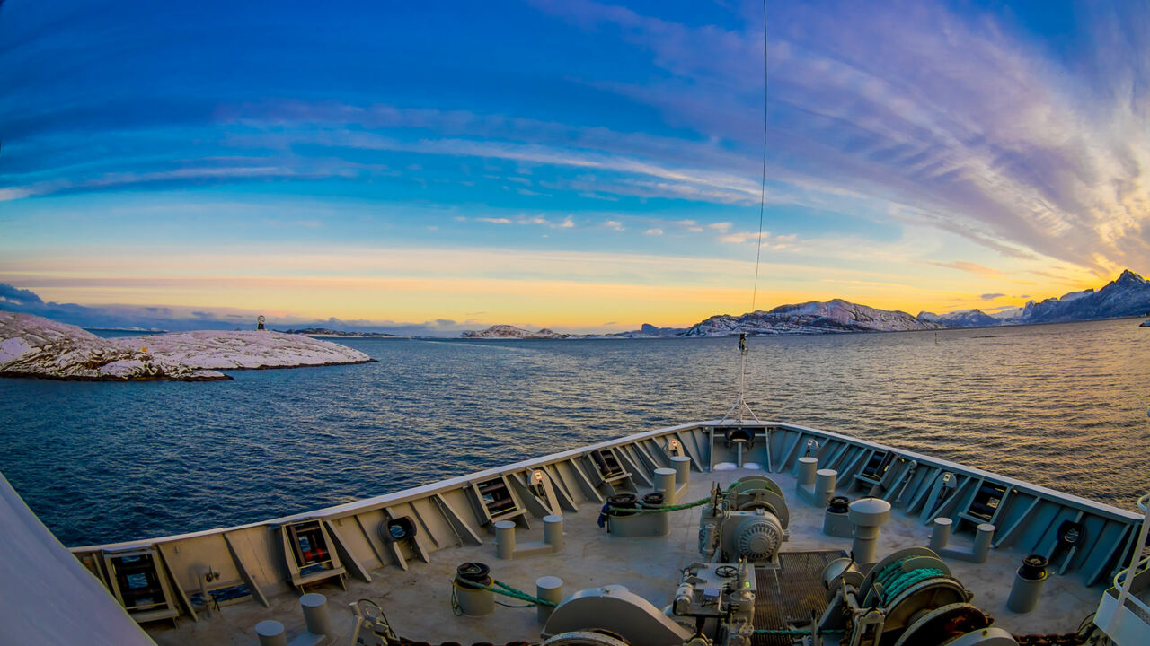 Ausblick von der MS Trollfjord in der norwegischen Arktis