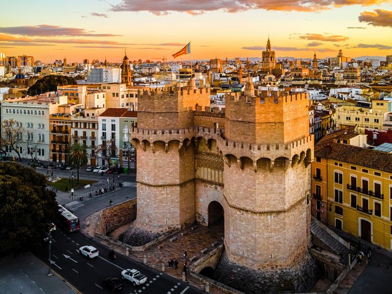Torres de Serranos in Valencia, von oben