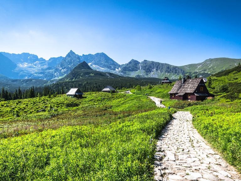 Blick auf das Gąsienicowa-Tal im Tatra-Gebirge Gąsienicowa-Tal, Tatra-Gebirge, Polen