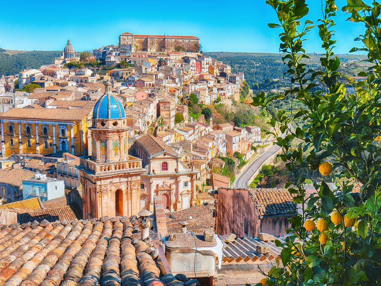 Blick auf Ragusa Ibla auf Sizilien