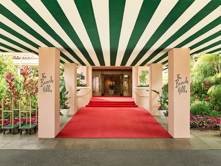 Eingang zum berühmten Beverly Hills Hotel in Los Angeles Beverly Hills Hotel in Los Angeles