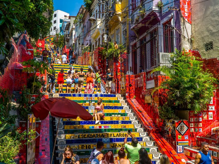 Hier zu sehen: die Escadaria Selarón in Rio de Janeiro. Escadaria Selarón in Rio de Janeiro