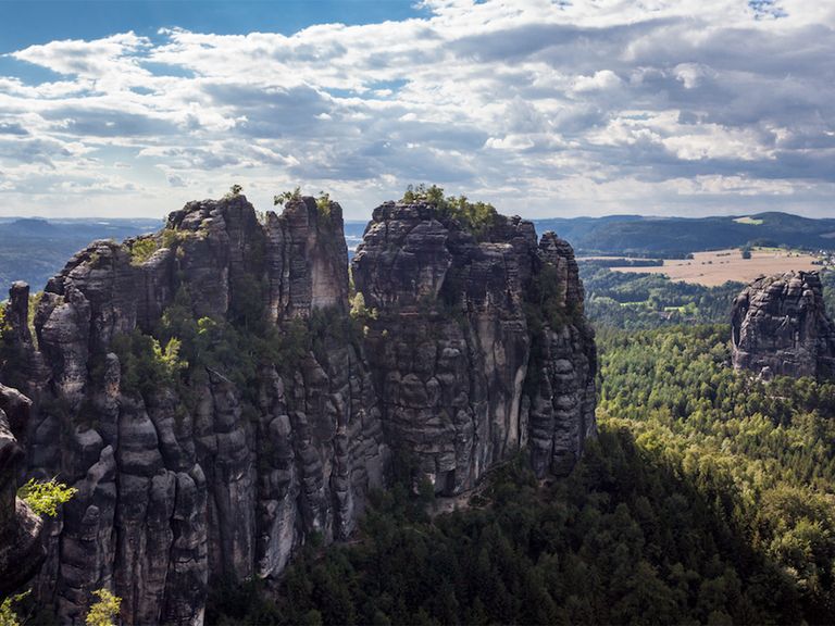 Elbsandsteingebirge: Aussicht von den Schrammsteinen Elbsandsteingebirge: Aussicht von den Schrammsteinen