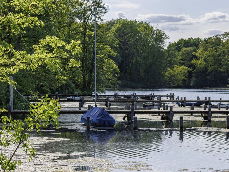 Boote am Steg im Pr&ouml;bstingsee, M&uuml;nsterland