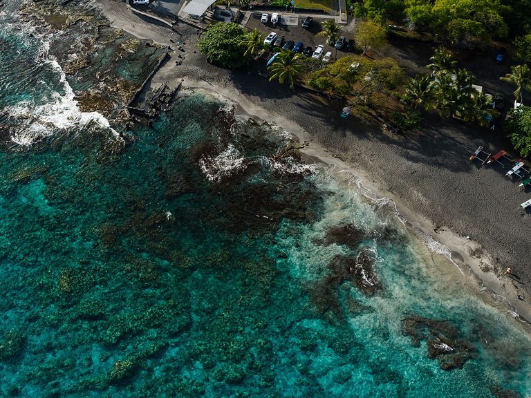 Beeindruckend: viele Strände auf Big Island bestehen aus schwarzer Lava Big Island, Hawaii