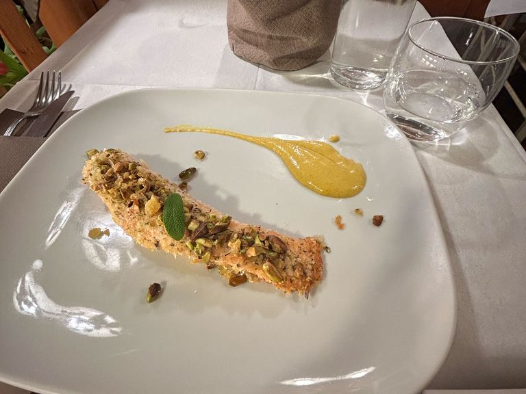 Osteria ai Maestri, Lachs mit Pistaziencrunch