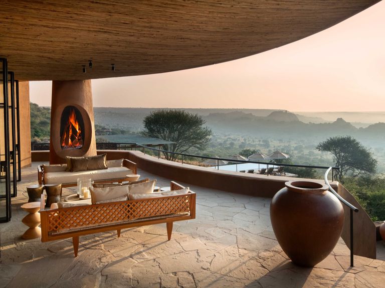 Blick von der Terrasse der Suyian Lodge, Laikipia County