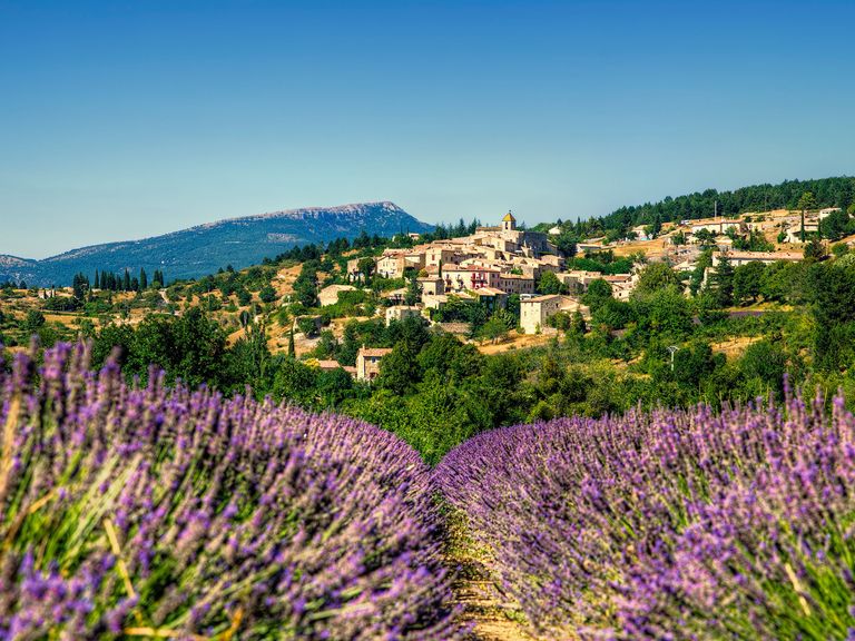 Blick aufs Dorf Aurel in der Provence