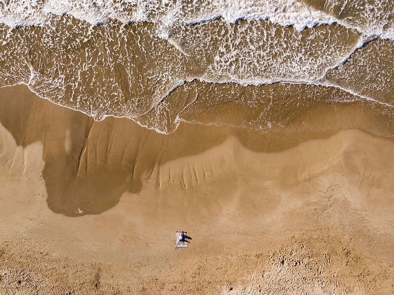 Strand in Sitges, Luftaufnahme
