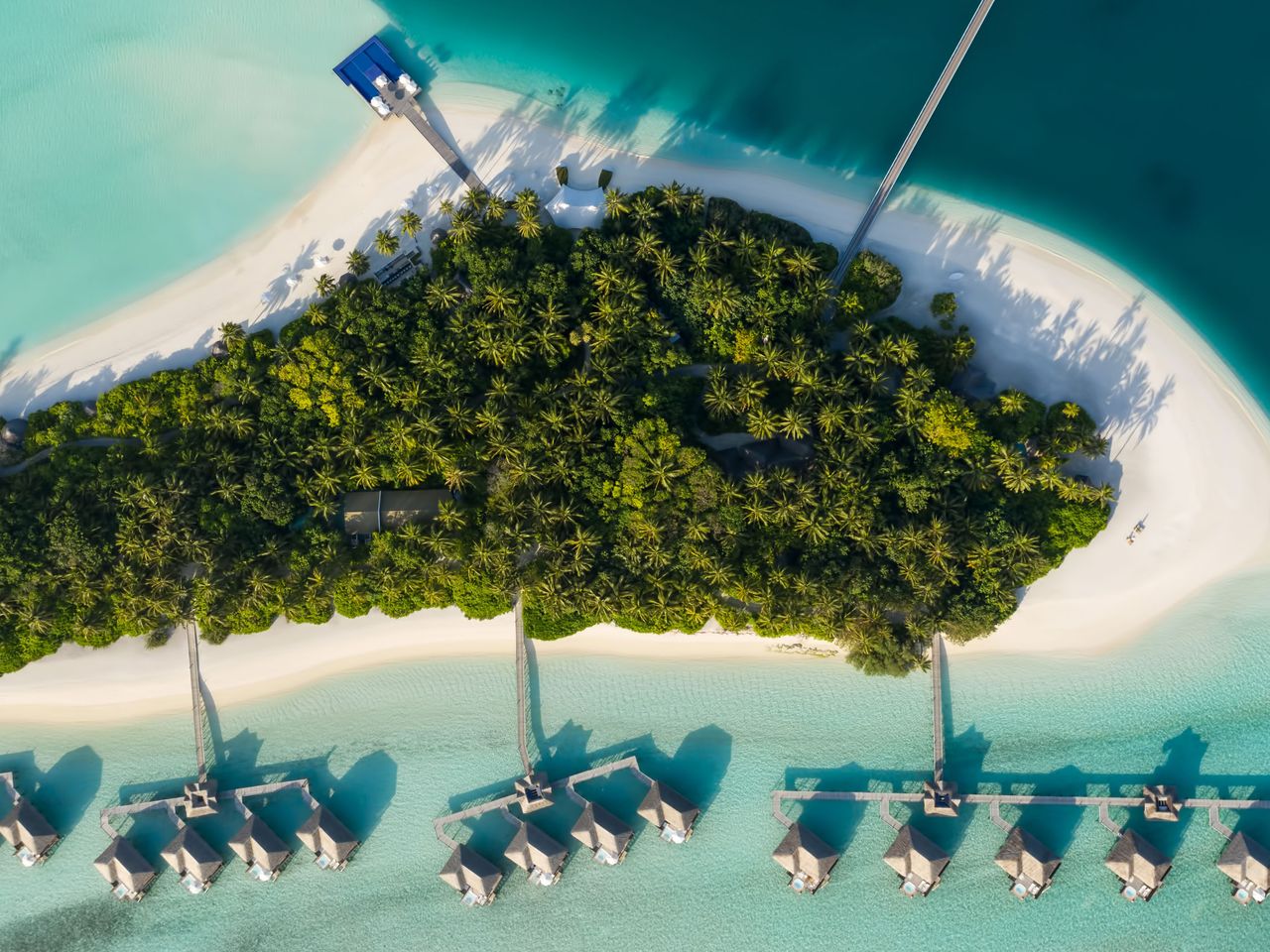 Luftaufnahme des Conrad Maldives Rangali Island