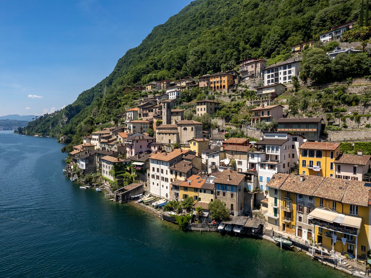 Blick auf Gandria am Luganer See