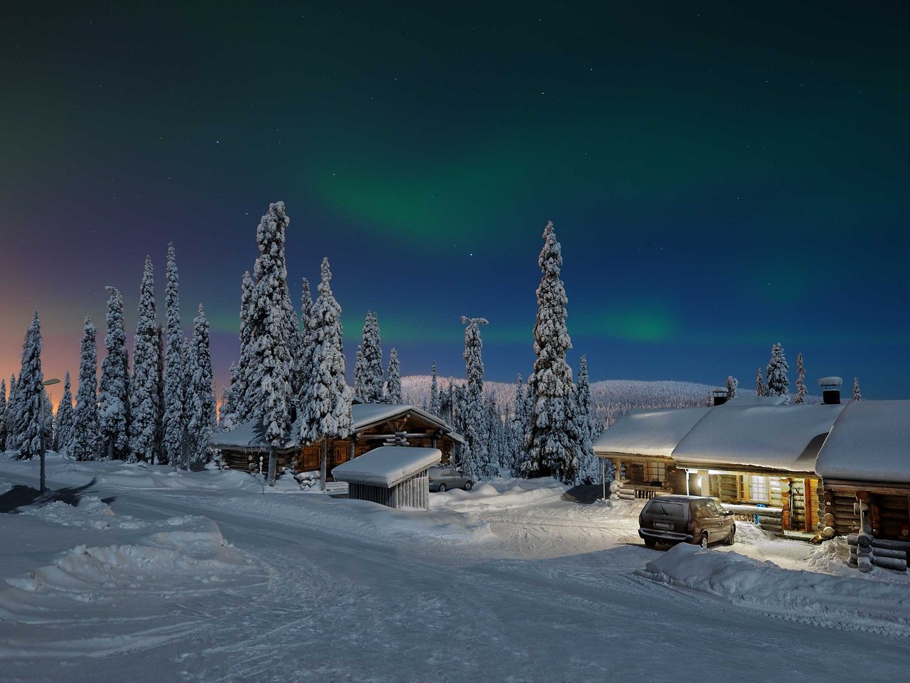 Polarlichter über Kuusamo, Finnland