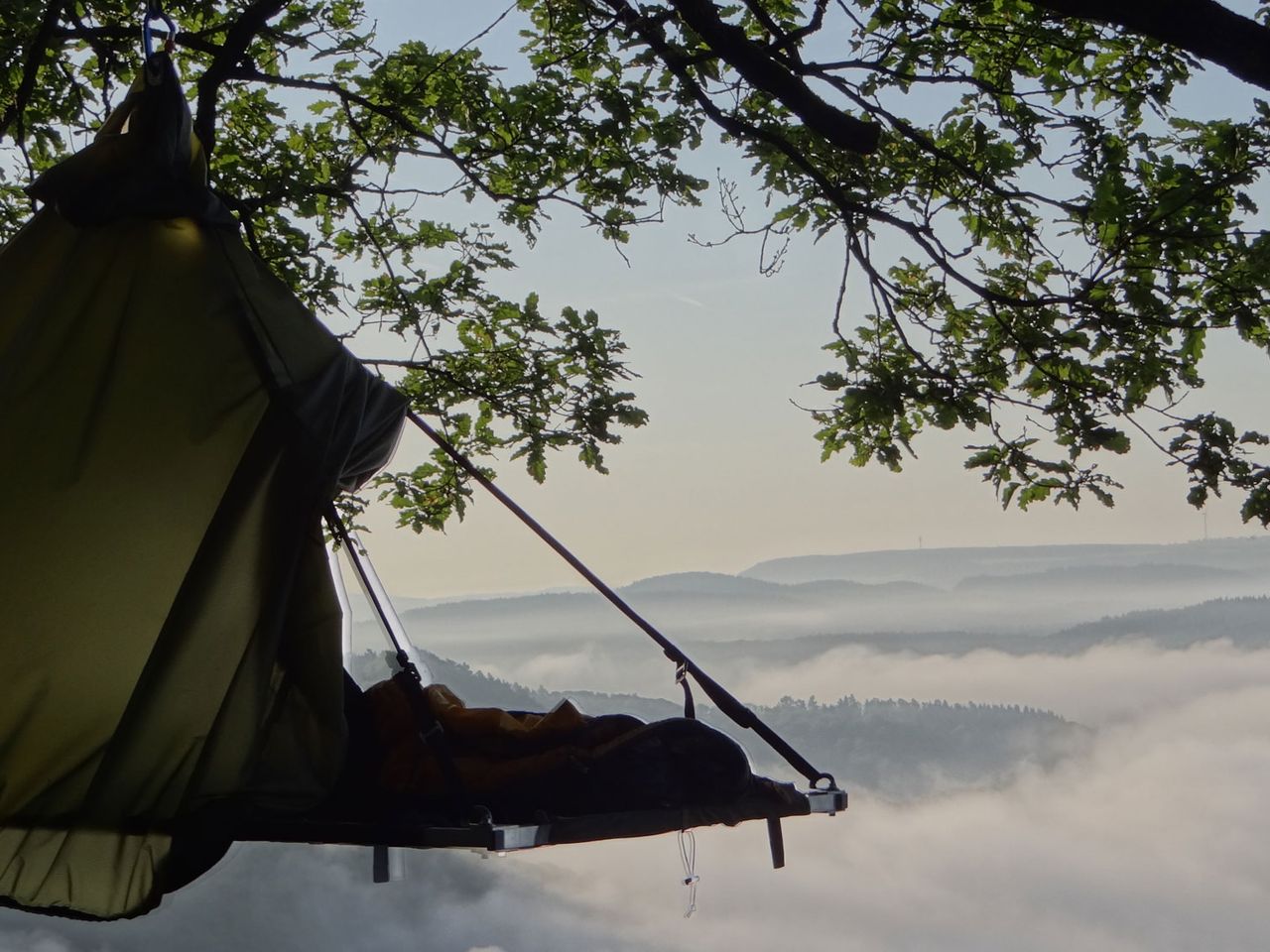 Cloefhänger, Zelt an der Saarschleife