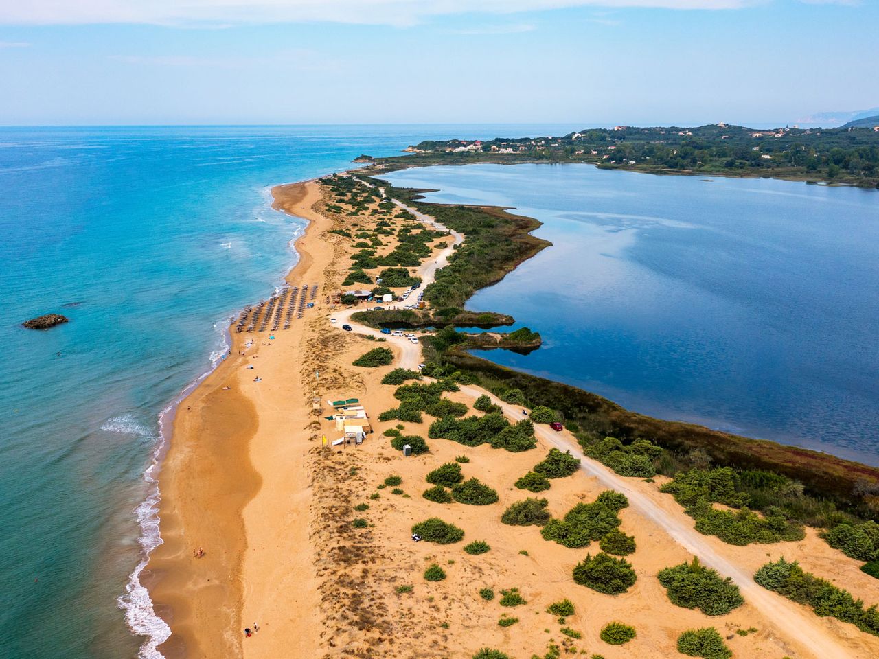 Blick auf Ionisches Meer und Korission-See, Korfu