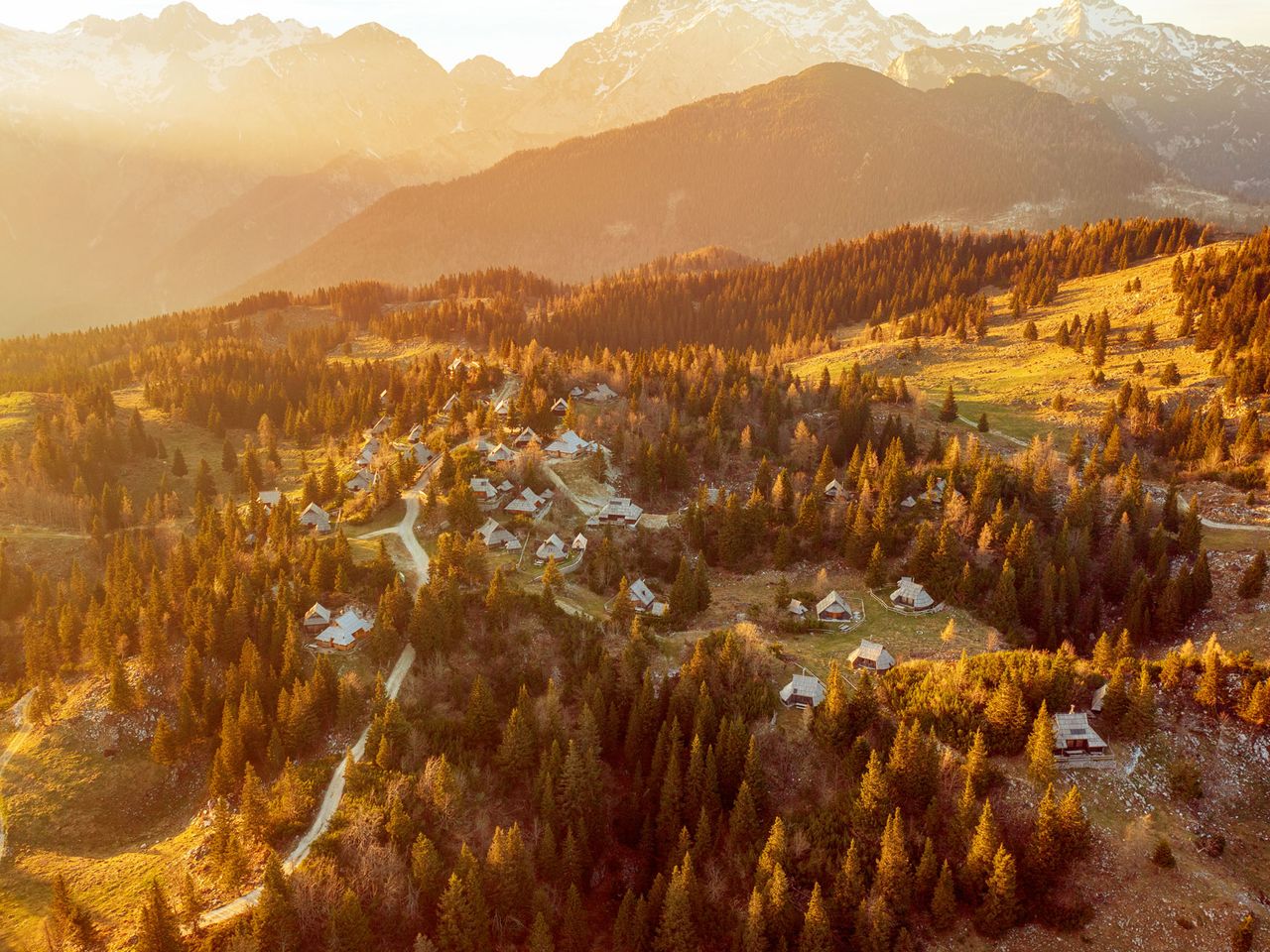 Blick auf die Hochalm Velika Planina, Slowenien