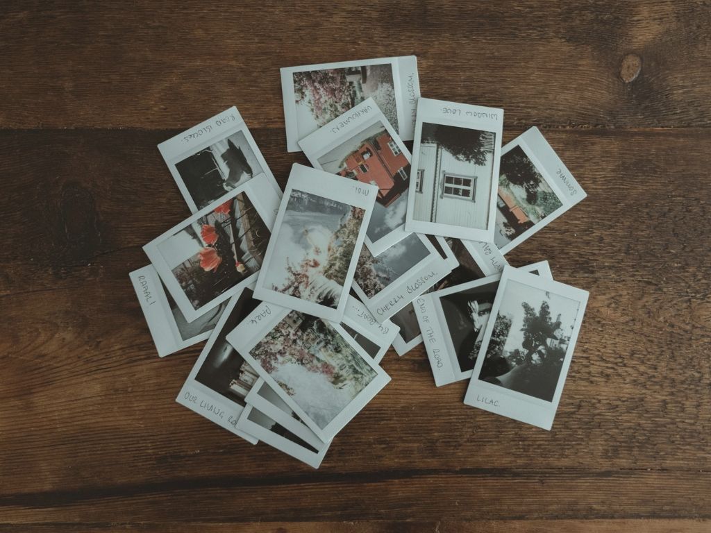 Polaroid-Fotos zeigen verschiedene Motive